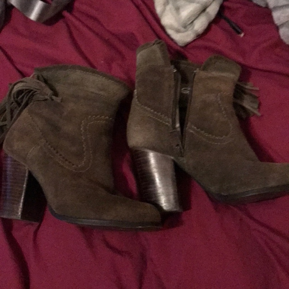 Brown heeled booties